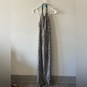 Sachin + Babi black and white snakeskin halter open back maxi dress